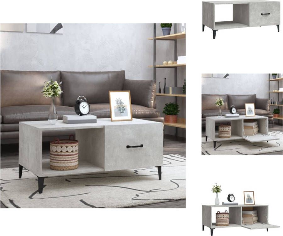 VidaXL Salontafel Salontafels Tafel Bijzettafel Salontafel 90x50x40 cm bewerkt hout betongrijs