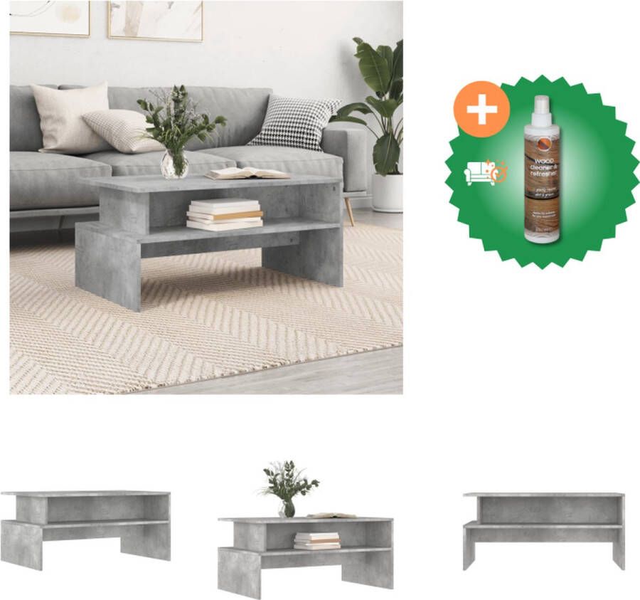 VidaXL Salontafel Betongrijs 90 x 55 x 42.5 cm Stevig en Duurzaam Tafel Inclusief Houtreiniger en verfrisser