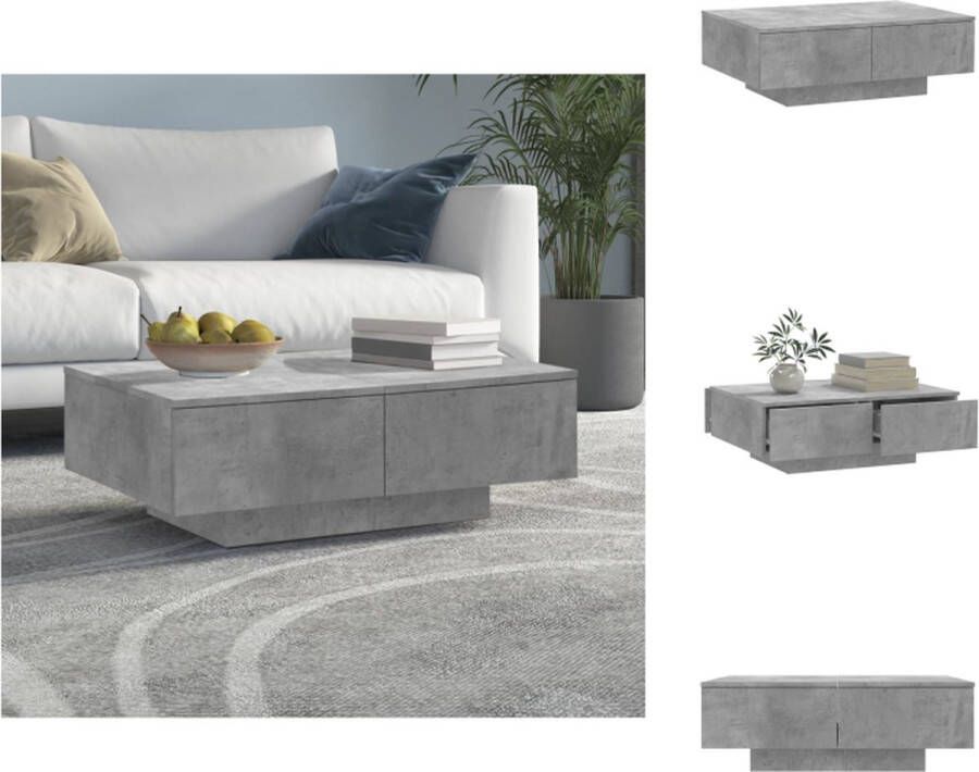 VidaXL Salontafel Salontafels Koffie Tafel Koffie Tafels Salontafel 90x60x31 cm bewerkt hout betongrijs - Foto 2