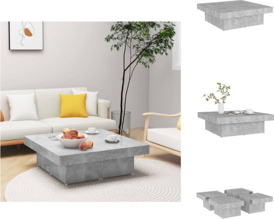 VidaXL Salontafel Salontafels Koffietafel Koffietafels Salontafel 90x90x28 cm bewerkt hout betongrijs - Foto 2