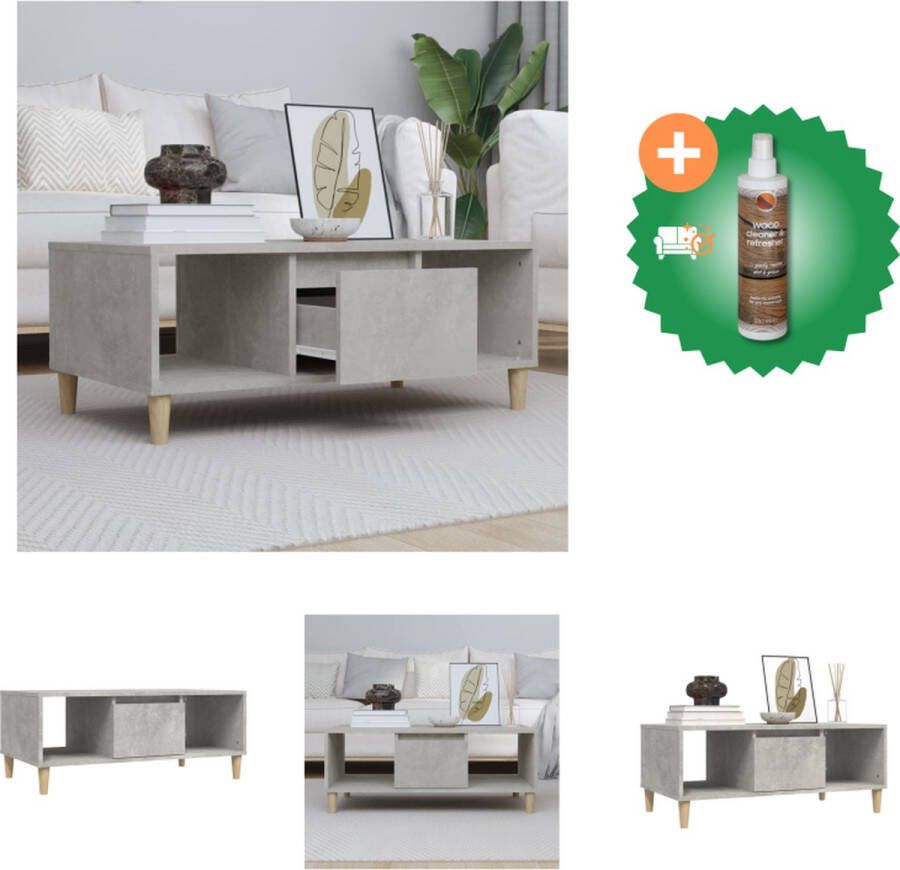 VidaXL Salontafel Scandinavische stijl Betongrijs 90x50x36.5cm Tafel Inclusief Houtreiniger en verfrisser - Foto 2