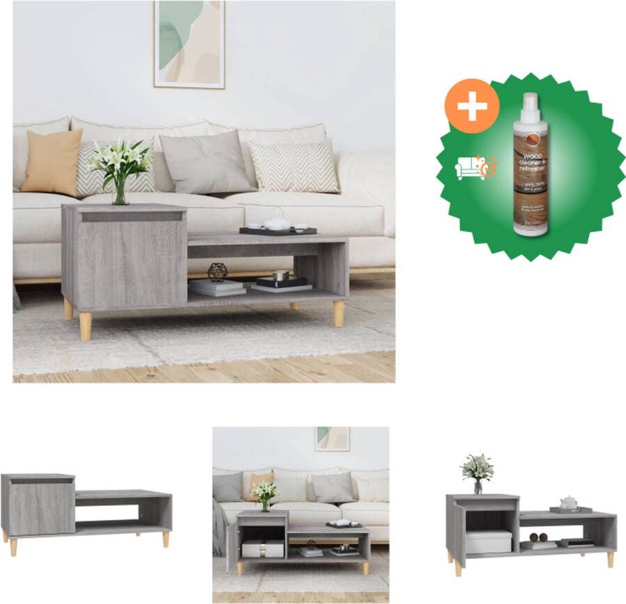 VidaXL Salontafel Bewerkt Hout 100 x 50 x 45 cm Grijs Sonoma Eiken Tafel Inclusief Houtreiniger en verfrisser