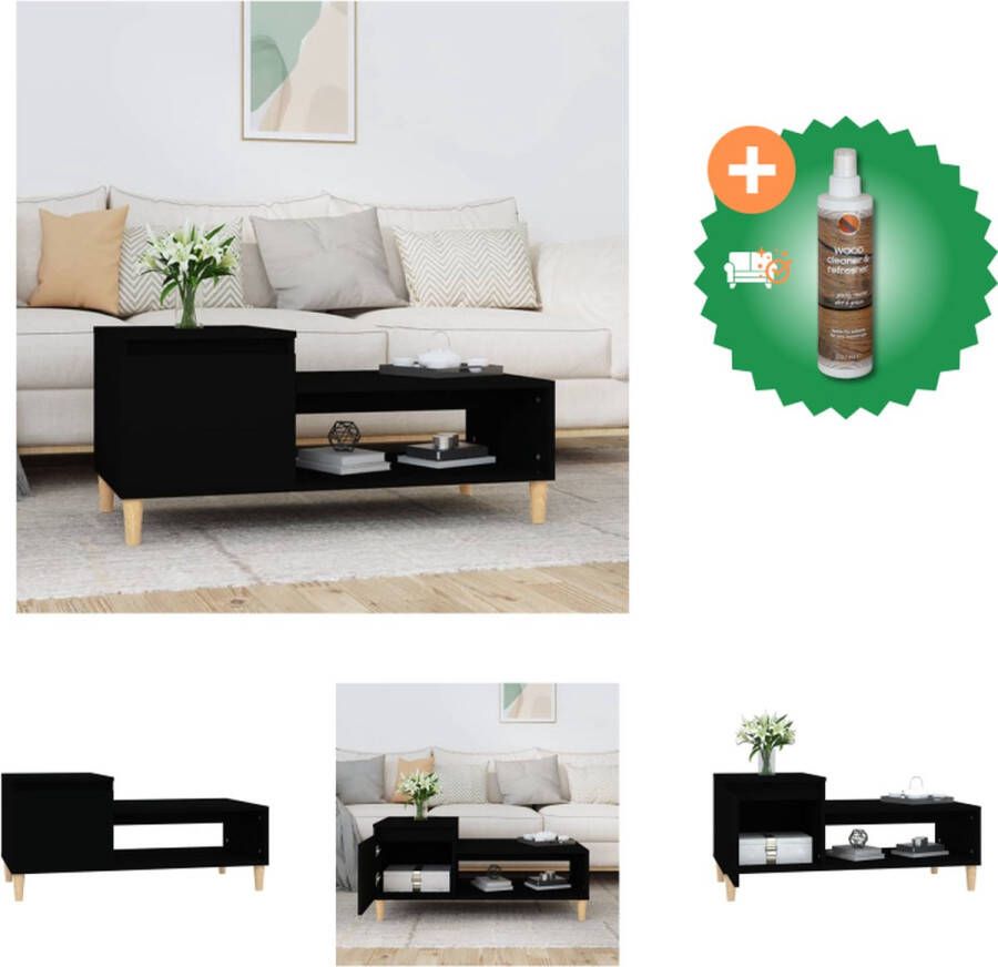 VidaXL Salontafel Zwart 100 x 50 x 45 cm Duurzaam bewerkt hout Voldoende opbergruimte Tafel Inclusief Houtreiniger en verfrisser