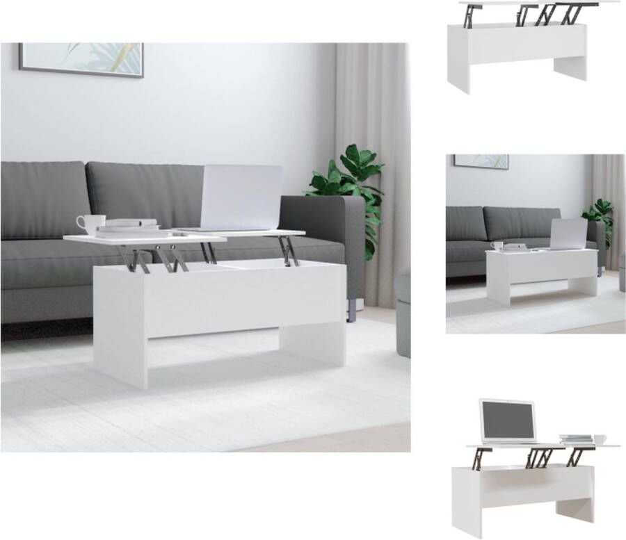 VidaXL Salontafel Salontafels Tafel Bijzettafel Salontafel 102x50 5x46 5 cm bewerkt hout wit