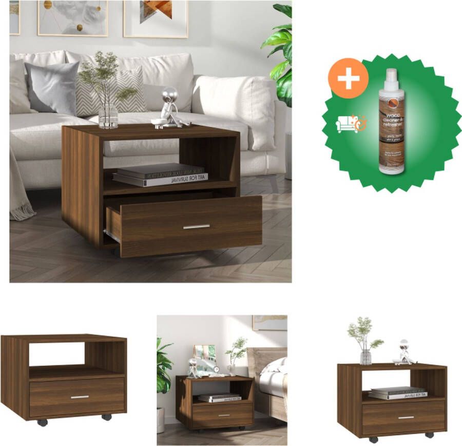 VidaXL Salontafel 55x55x40 cm bewerkt hout bruineikenkleurig Tafel Inclusief Houtreiniger en verfrisser