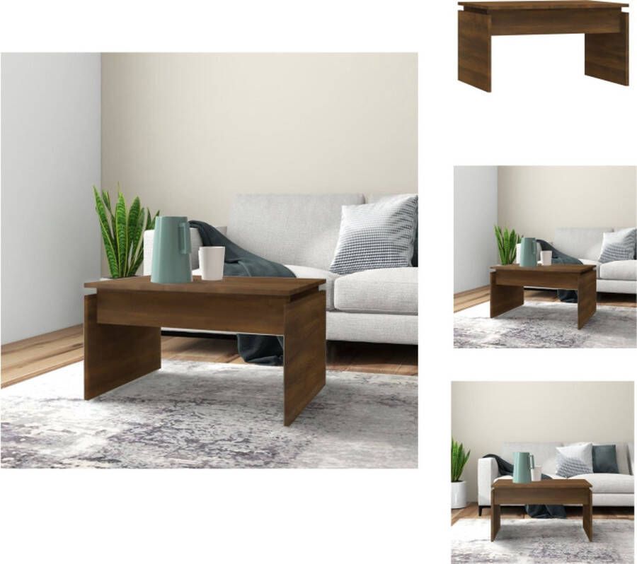 VidaXL Salontafel Salontafels Tafel Bijzettafel Salontafel 68x50x38 cm bewerkt hout bruineikenkleurig - Foto 2