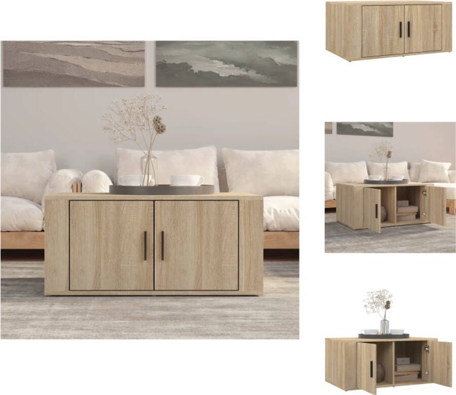 VidaXL Salontafel Salontafels Tafel Bijzettafel Salontafel 80x50x36 cm bewerkt hout sonoma eikenkleurig - Foto 2
