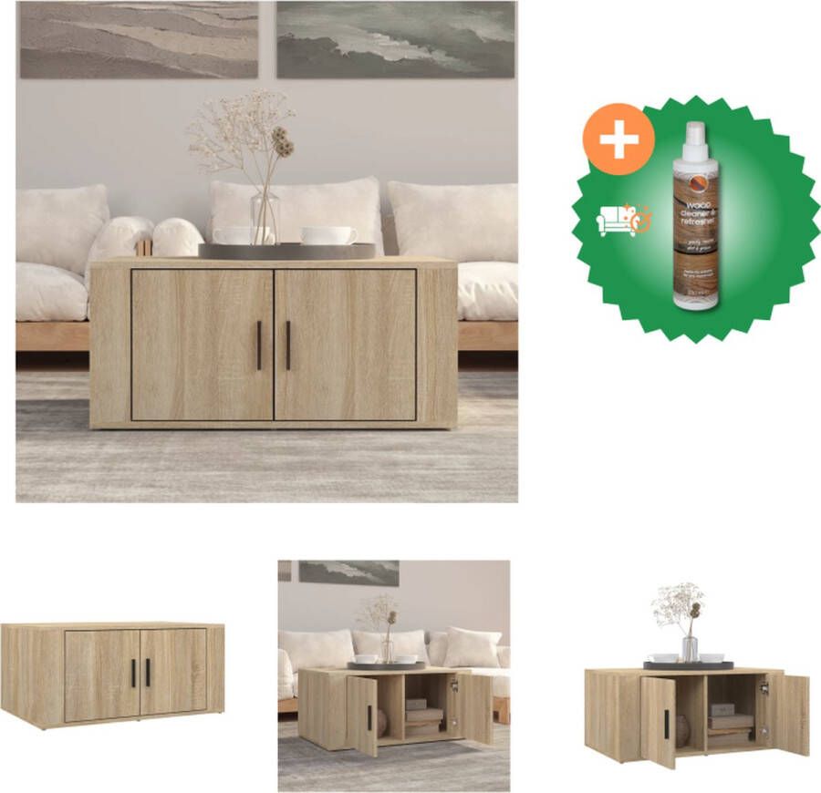VidaXL Salontafel 80x50x36 cm bewerkt hout sonoma eikenkleurig Tafel Inclusief Houtreiniger en verfrisser