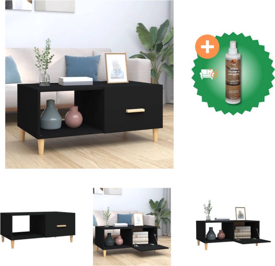 VidaXL Salontafel bewerkt hout 89.5 x 50 x 40 cm zwart Tafel Inclusief Houtreiniger en verfrisser