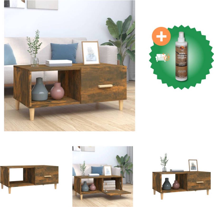 VidaXL Salontafel 89-5x50x40 cm bewerkt hout gerookt eikenkleurig Tafel Inclusief Houtreiniger en verfrisser