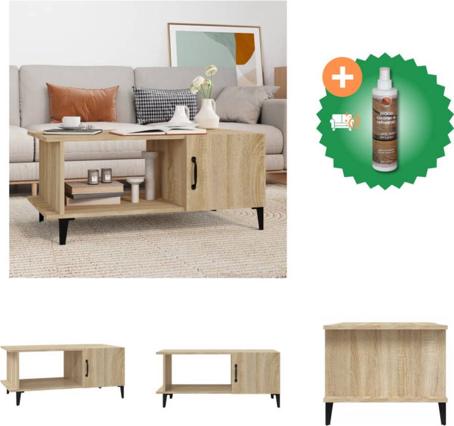 VidaXL Salontafel 90x50x40 cm bewerkt hout sonoma eikenkleurig Tafel Inclusief Houtreiniger en verfrisser - Foto 2
