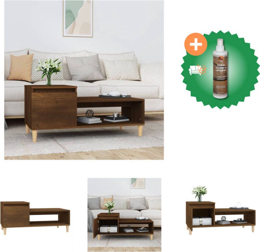 VidaXL Salontafel Bruineiken 100 x 50 x 45 cm (L x B x H) Duurzaam materiaal Tafel Inclusief Houtreiniger en verfrisser