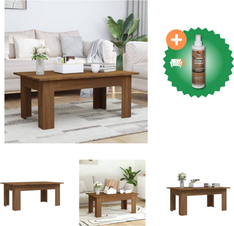 VidaXL Salontafel Bruineiken 100 x 60 x 42 cm Duurzaam en stabiel hout Tafel Inclusief Houtreiniger en verfrisser