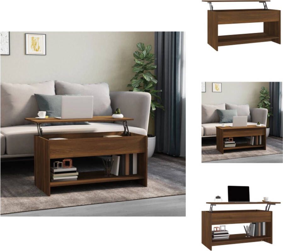 VidaXL Salontafel Salontafels Tafel Bijzettafel Salontafel 102x50x52-5 cm bewerkt hout bruineikenkleurig