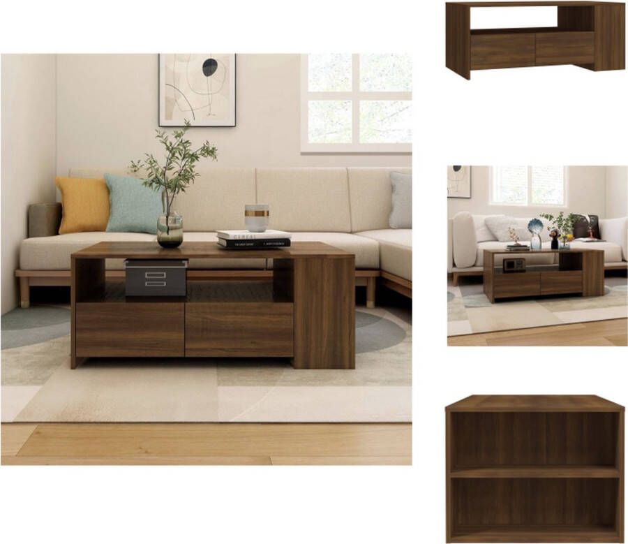 VidaXL Salontafel Salontafels Bijzettafel Tafel Salontafel 102x55x42 cm bewerkt hout bruineikenkleurig