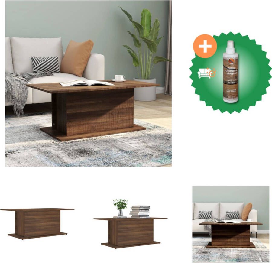 VidaXL Salontafel Bruineiken 102x55.5x40 cm Stevig tafelblad Montage vereist Tafel Inclusief Houtreiniger en verfrisser