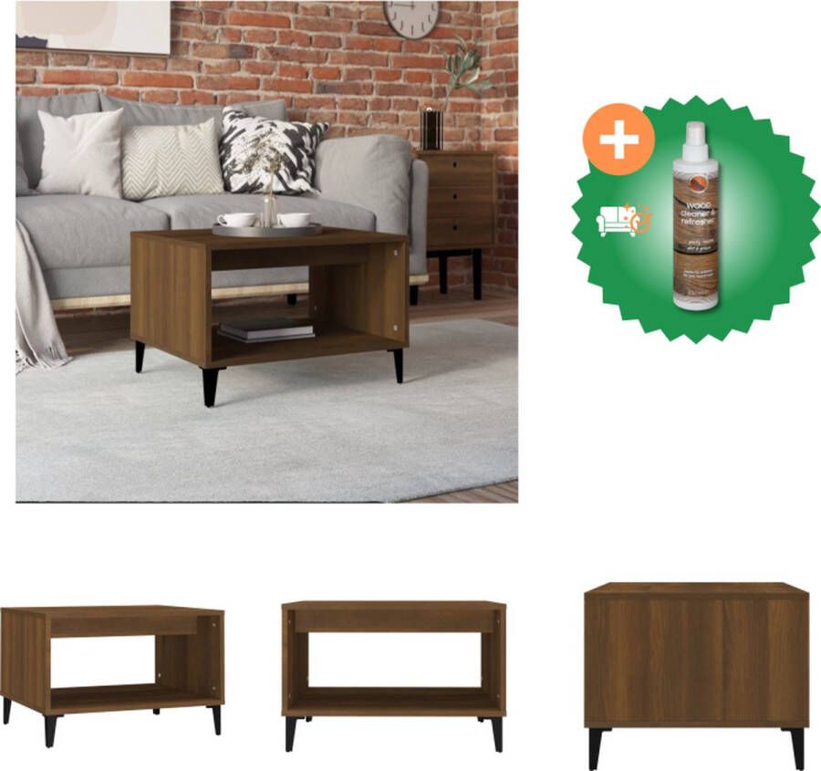 VidaXL Salontafel Bruineiken 60 x 50 x 40 cm Stevig materiaal Tafel Inclusief Houtreiniger en verfrisser