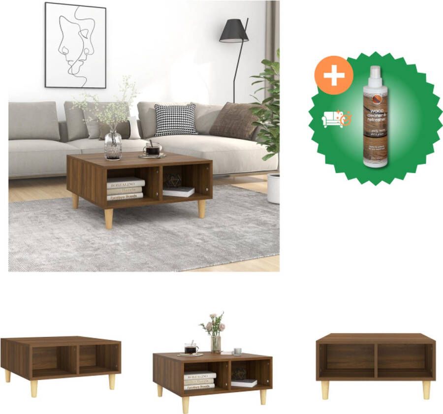 VidaXL salontafel Modern bruineiken 60 x 60 x 30 cm opbergshelves Tafel Inclusief Houtreiniger en verfrisser