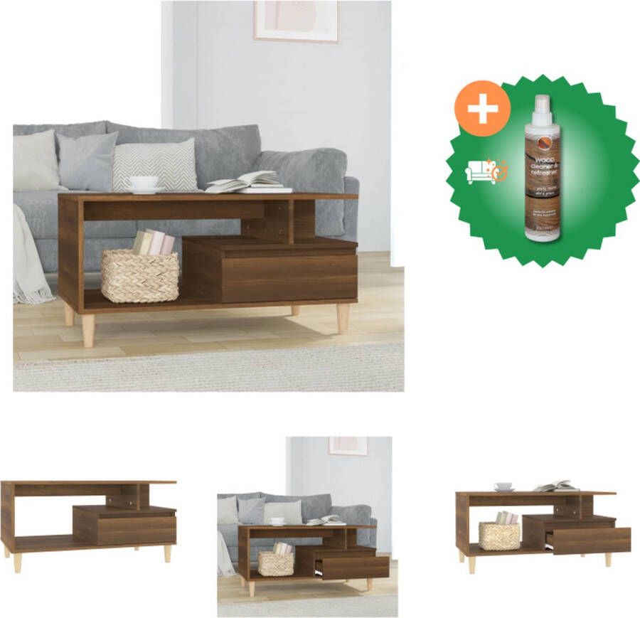 VidaXL Salontafel Bruineiken Bijzettafel 90 x 49 x 45 cm Duurzaam materiaal stabiel frame Tafel Inclusief Houtreiniger en verfrisser