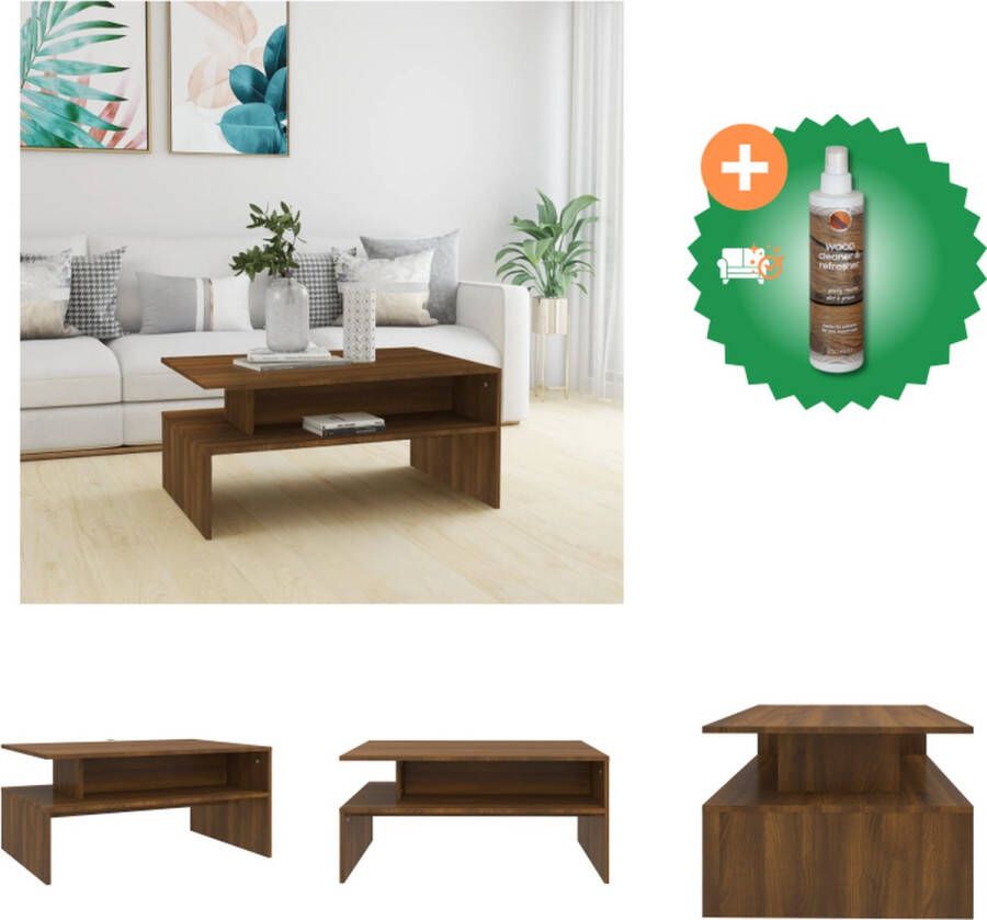 VidaXL Salontafel 90x60x42-5 cm bewerkt hout bruineikenkleurig Tafel Inclusief Houtreiniger en verfrisser
