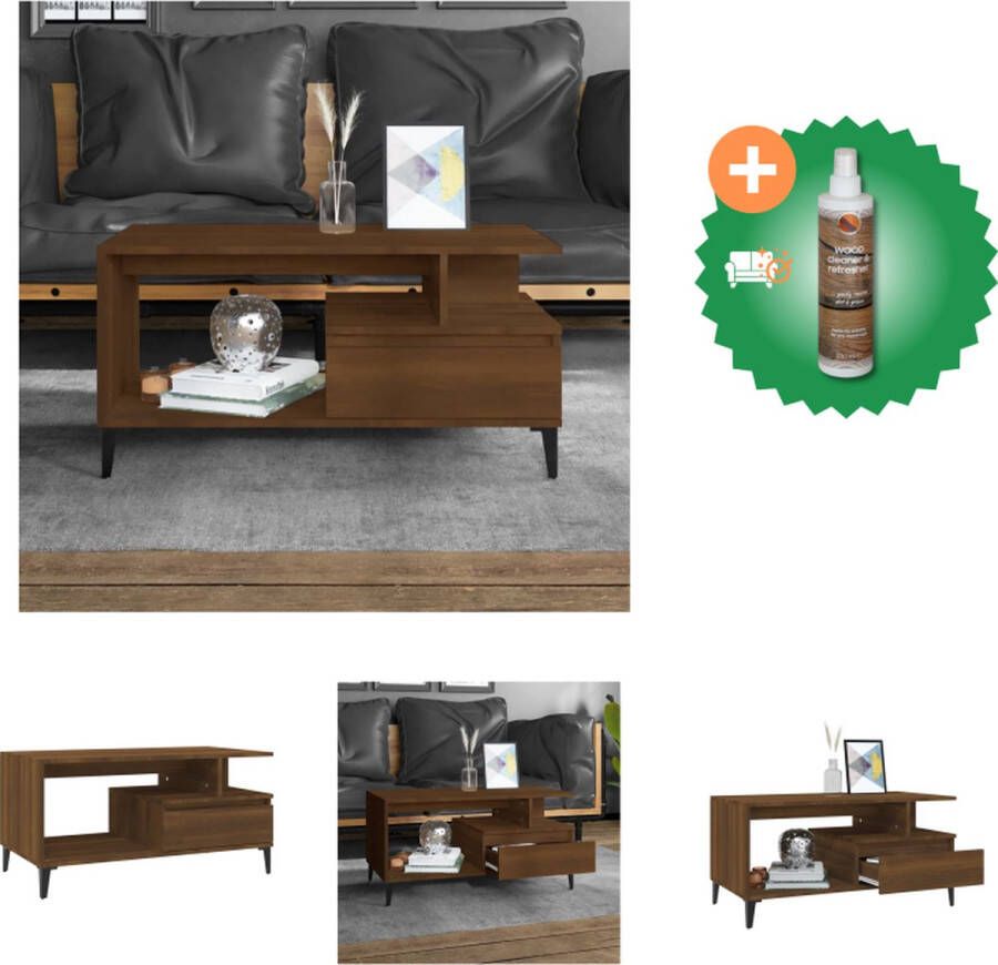 VidaXL Salontafel Bruineiken Bijzettafel 90 x 49 x 45 cm Duurzaam materiaal stabiel frame Tafel Inclusief Houtreiniger en verfrisser - Foto 2