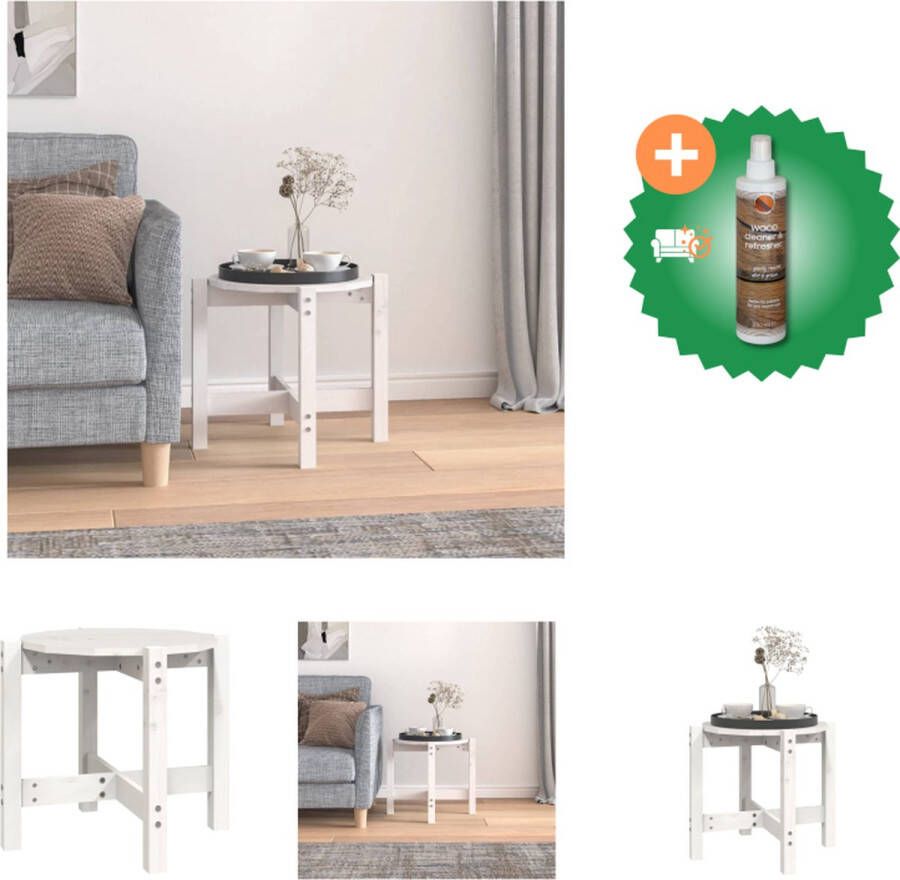 VidaXL Salontafel Ø 52-5x45 cm massief grenenhout wit Tafel Inclusief Houtreiniger en verfrisser