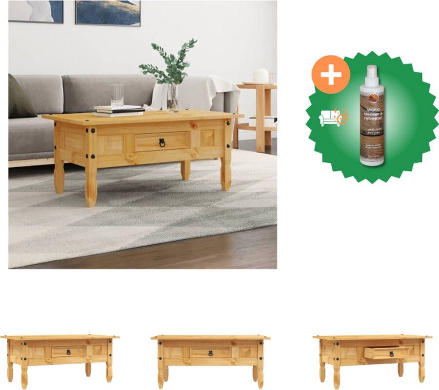 VidaXL Salontafel Mexicaans grenenhout Corona-stijl 100x60x45 cm Tafel Inclusief Houtreiniger en verfrisser