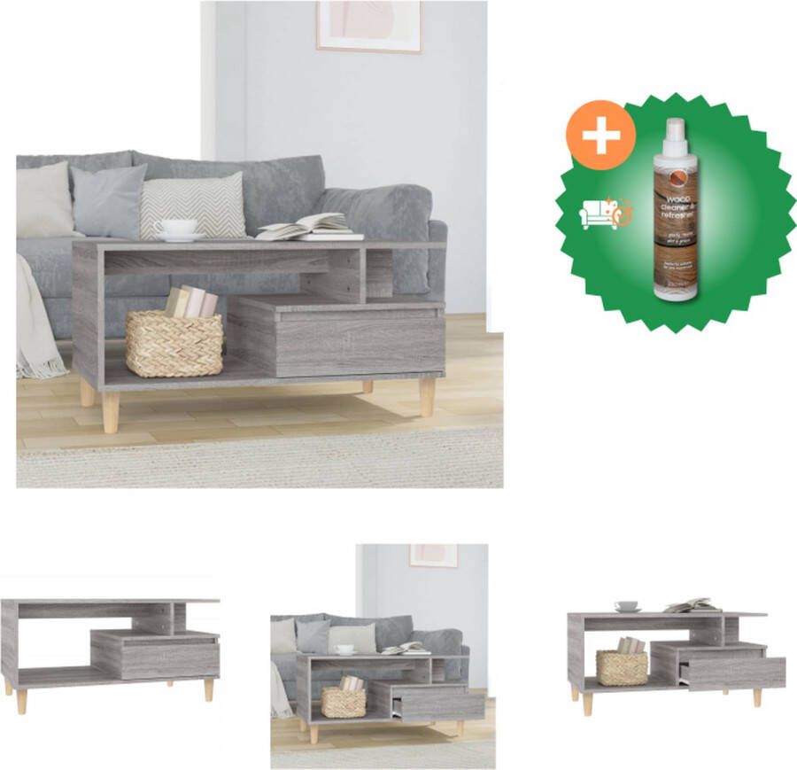 VidaXL Salontafel Duurzaam Grijs Sonoma Eiken 90x49x45 cm Tafel Inclusief Houtreiniger en verfrisser