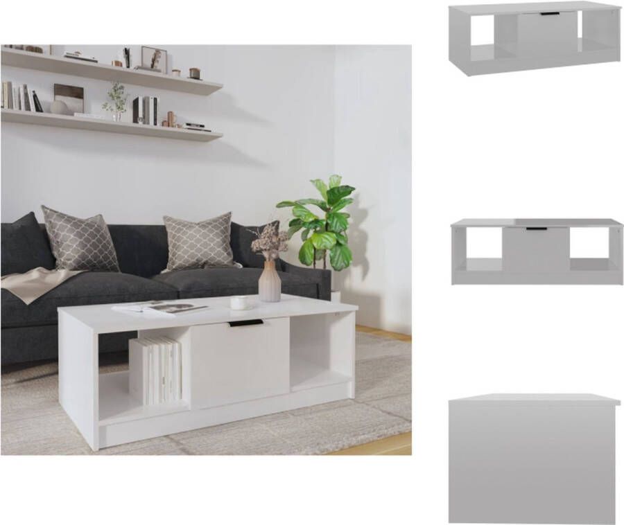 VidaXL Salontafel Salontafels Bijzettafel Tafel Salontafel 102x50x36 cm bewerkt hout hoogglans wit