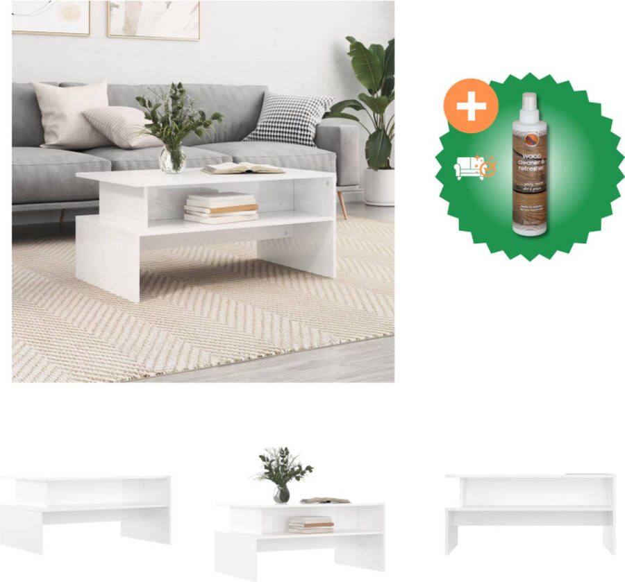 VidaXL Salontafel Elite Bijzettafel 90 x 55 x 42.5 cm Hoogglans Wit Tafel Inclusief Houtreiniger en verfrisser