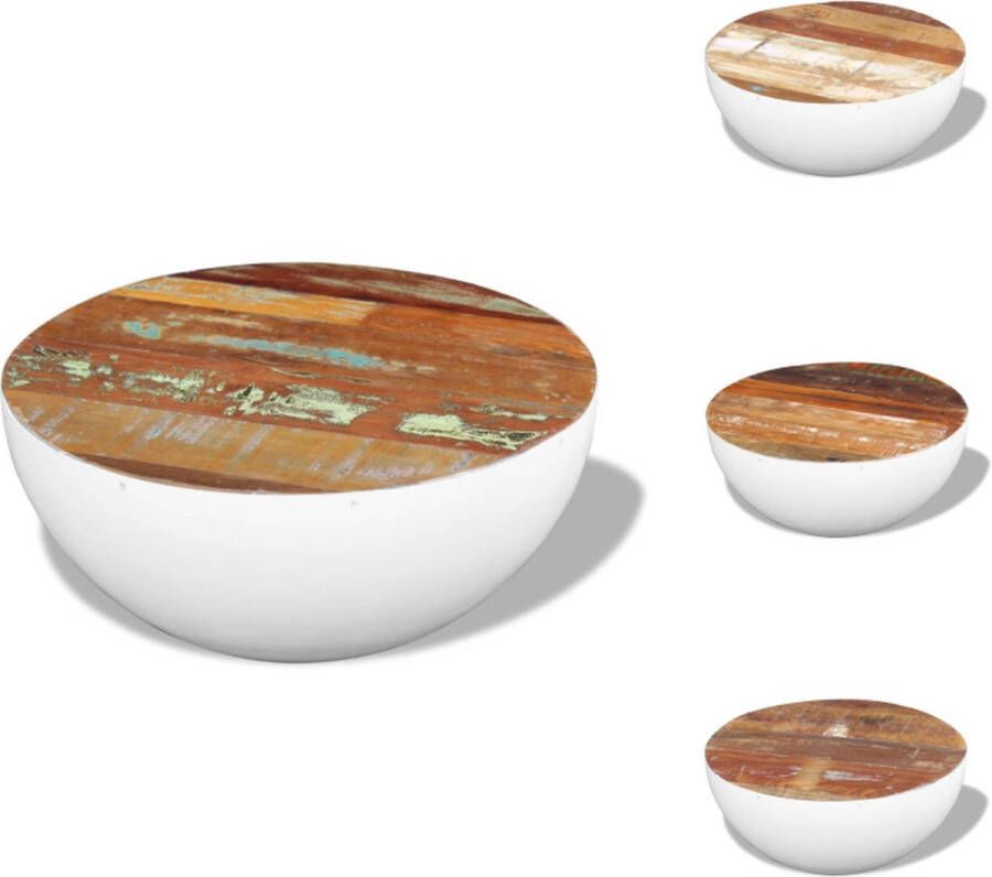 VidaXL Salontafel Exotisch 60 x 30 cm Gerecycled hout Handgemaakt Vintage stijl Meerkleurig hout met wit onderstel Draagvermogen 110 kg Tafel - Foto 2