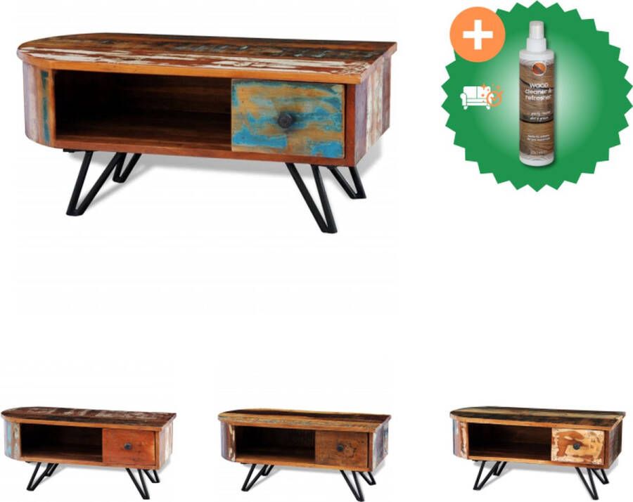 VidaXL Salontafel Exotisch Gerecycled Hout 80 x 40 x 35 cm Uniek en Origineel Tafel Inclusief Houtreiniger en verfrisser