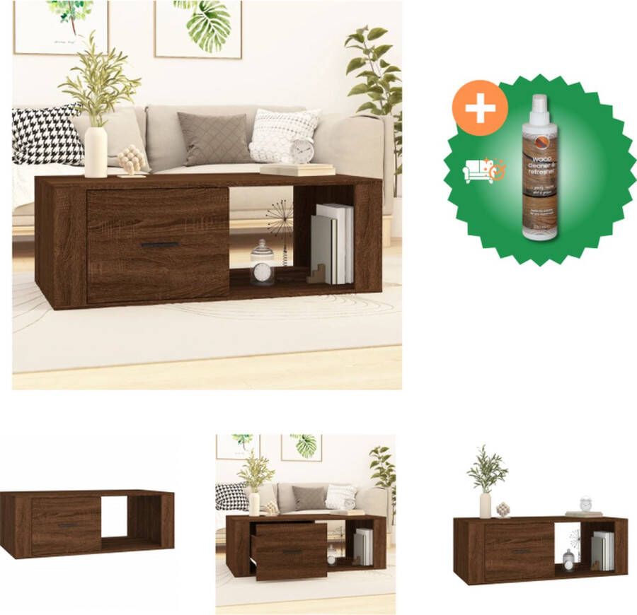VidaXL Salontafel 100x50-5x35 cm bewerkt hout bruineikenkleurig Tafel Inclusief Houtreiniger en verfrisser