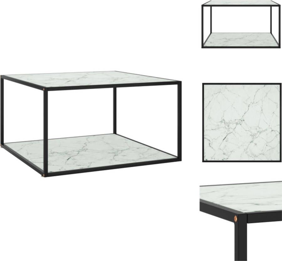 VidaXL Salontafel Gehard glas en gepoedercoat staal 90 x 90 x 50 cm zwart en wit Tafel
