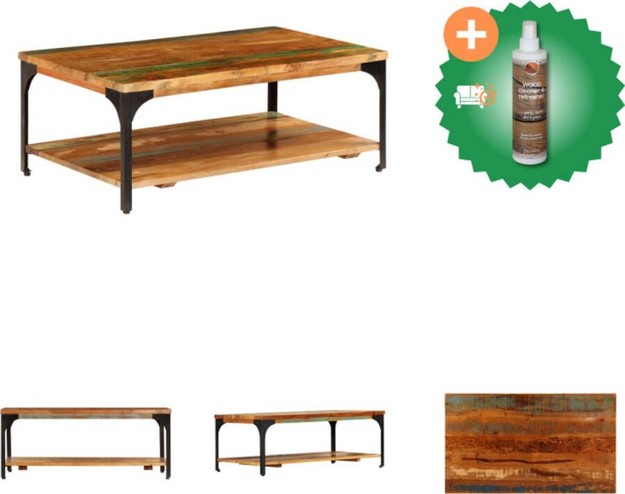 VidaXL Salontafel met schap 100x60x35 cm massief gerecycled hout Tafel Inclusief Houtreiniger en verfrisser