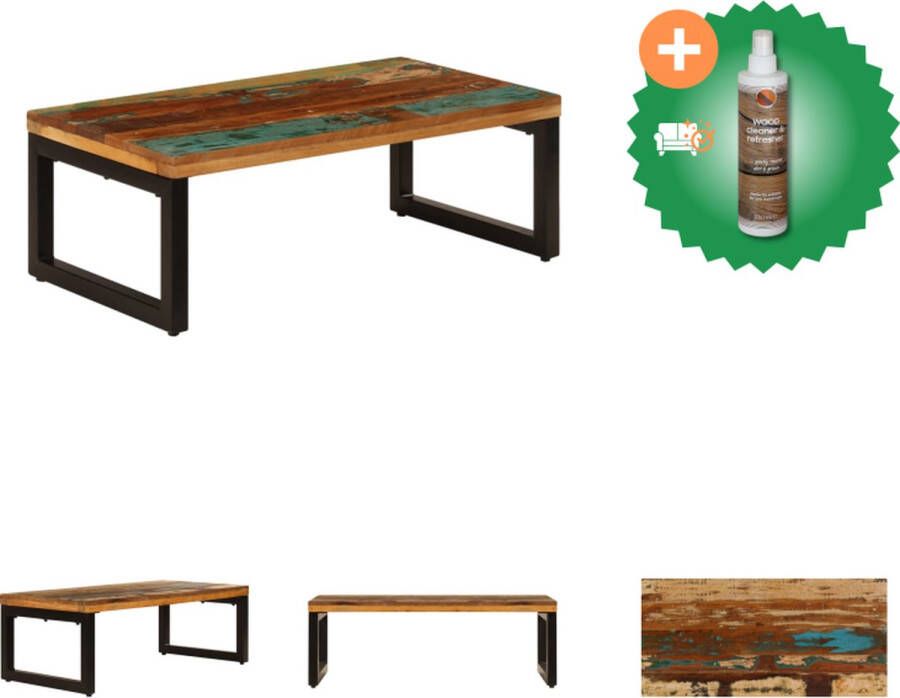 VidaXL Salontafel 100x50x35 cm massief gerecycled hout en staal Tafel Inclusief Houtreiniger en verfrisser