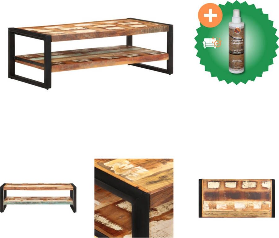 VidaXL Industriële Woonkamertafel 120x60x40cm Massief gerecycled hout gepoedercoat staal Tafel Inclusief Houtreiniger en verfrisser - Foto 2