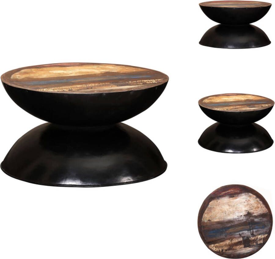 VidaXL Salontafel Gerecycled Hout 60 x 33 cm Zwart Tafel