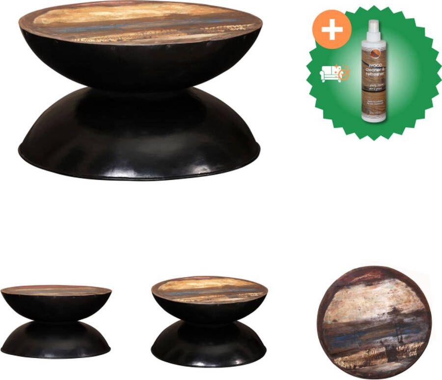 VidaXL Salontafel 60x60x33 cm massief gerecycled hout zwart Tafel Inclusief Houtreiniger en verfrisser