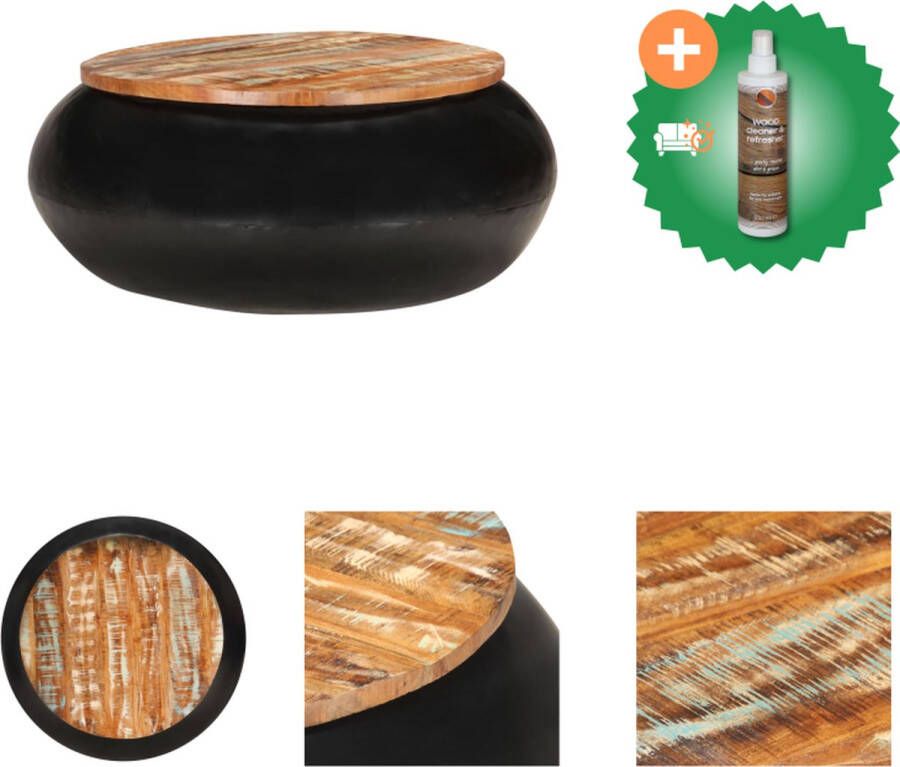 VidaXL Salontafel 68x68x30 cm massief gerecycled hout zwart Tafel Inclusief Houtreiniger en verfrisser