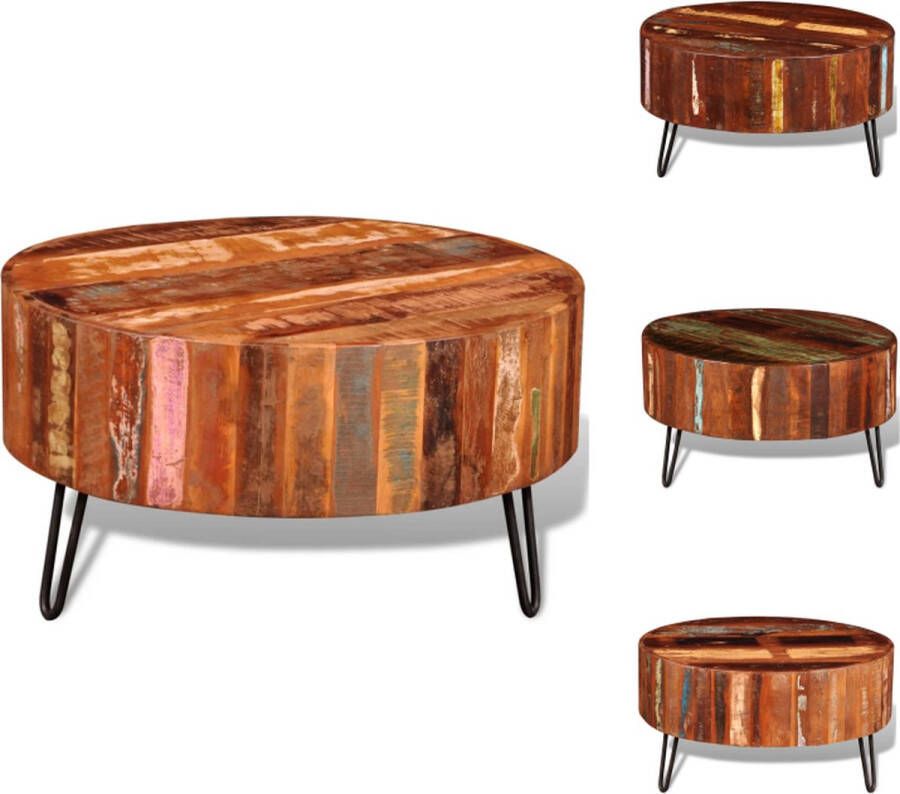 VidaXL Salontafel Salon Tafel Salon Tafels Salontafel rond massief gerecycled hout - Foto 2