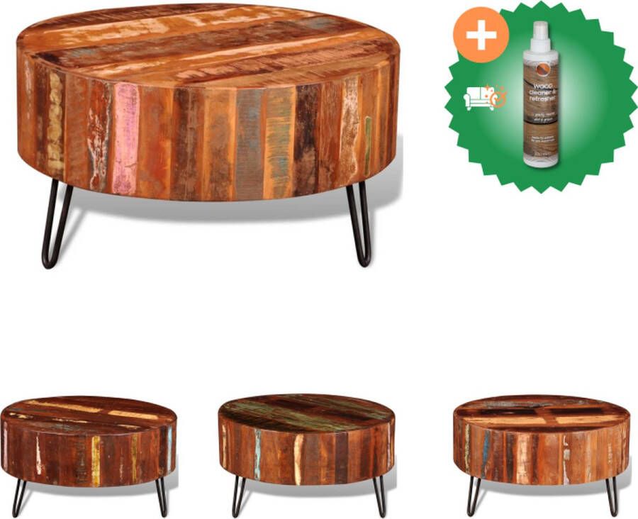 VidaXL Salontafel Gerecycled hout Meerkleurig 70 x 38 cm Tafel Inclusief Houtreiniger en verfrisser