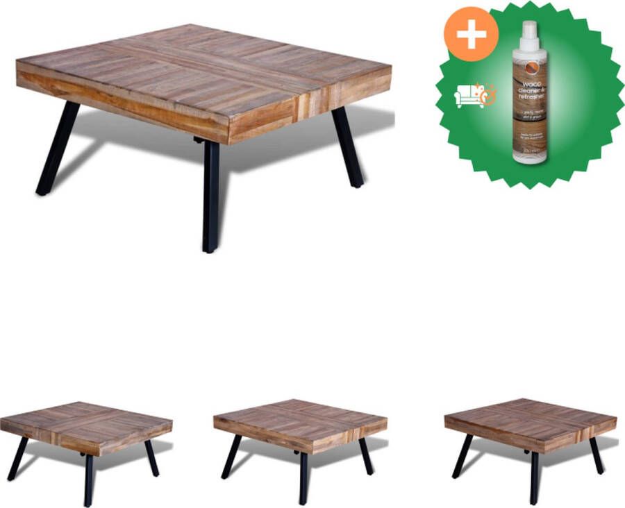 VidaXL Salontafel Gerecycled Teakhout 80 x 80 x 40 cm Handgemaakt Tafel Inclusief Houtreiniger en verfrisser
