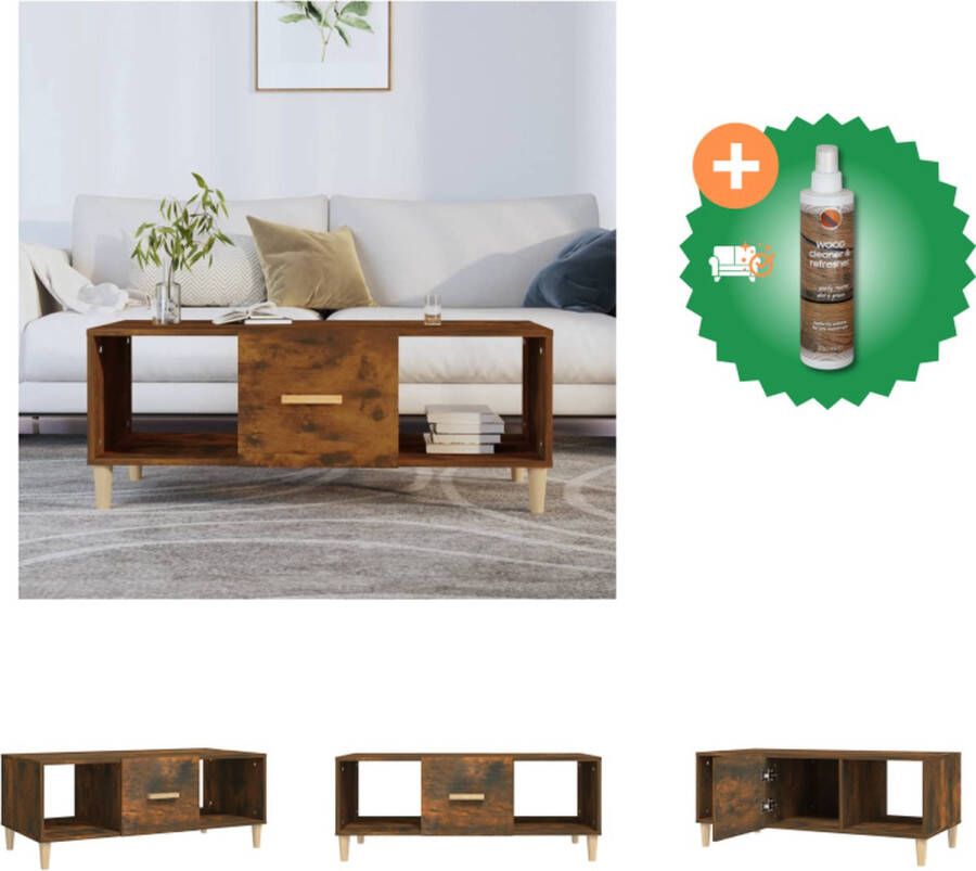 VidaXL Salontafel 102x50x40 cm bewerkt hout gerookt eikenkleurig Tafel Inclusief Houtreiniger en verfrisser