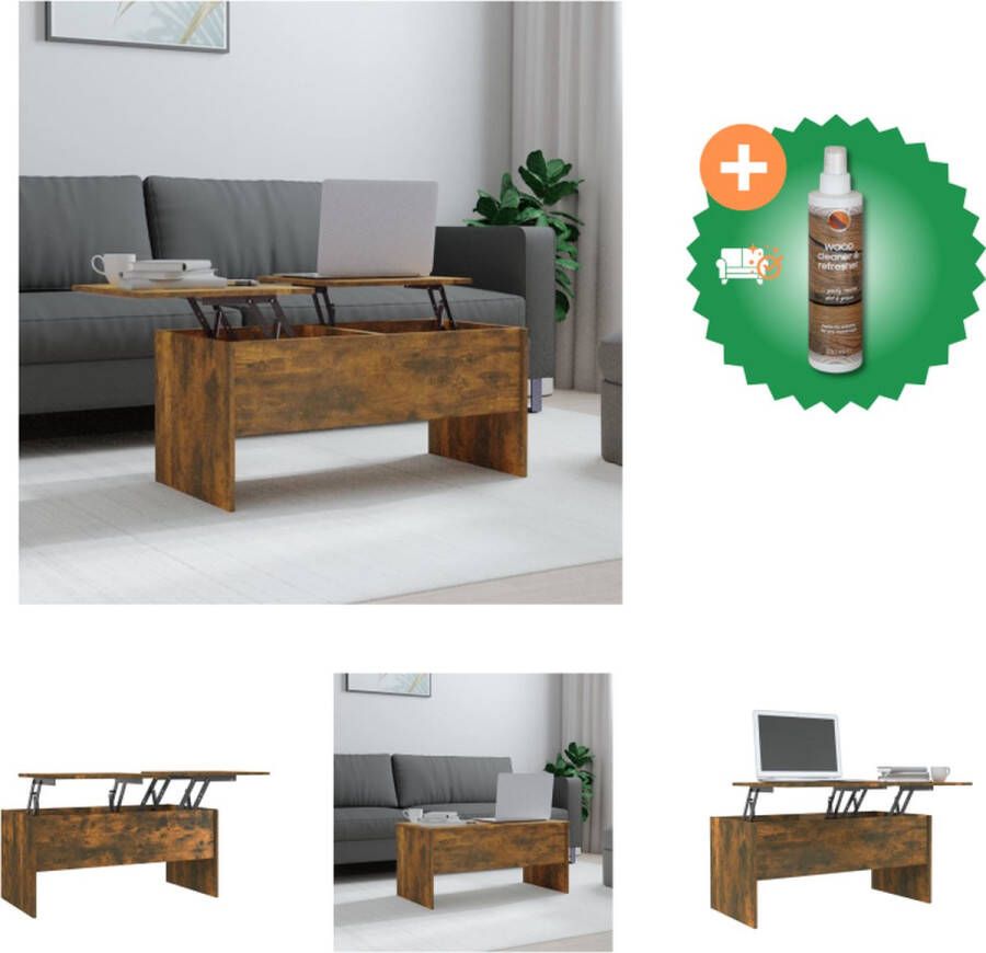 VidaXL Salontafel 102x50-5x46-5 cm bewerkt hout gerookt eikenkleurig Tafel Inclusief Houtreiniger en verfrisser