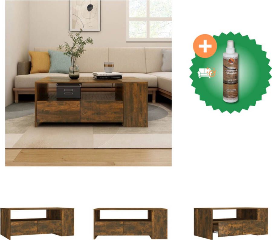 VidaXL Salontafel 102x55x42 cm bewerkt hout gerookt eikenkleurig Tafel Inclusief Houtreiniger en verfrisser