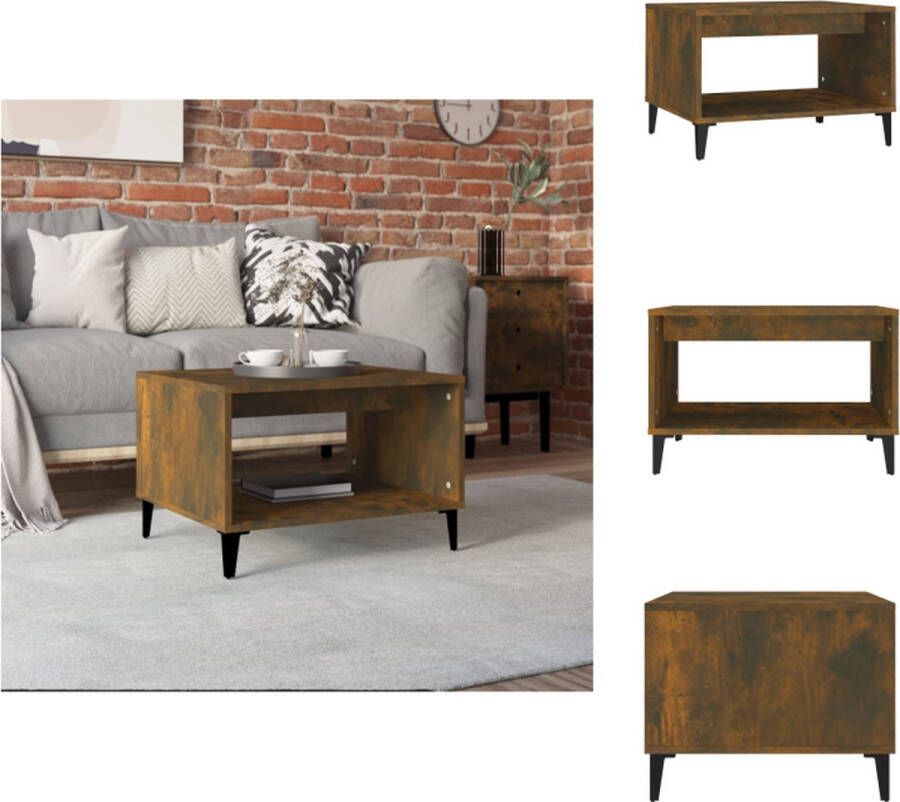 VidaXL Salontafel Salontafels Tafel Bijzettafel Salontafel 60x50x40 cm bewerkt hout gerookt eikenkleurig