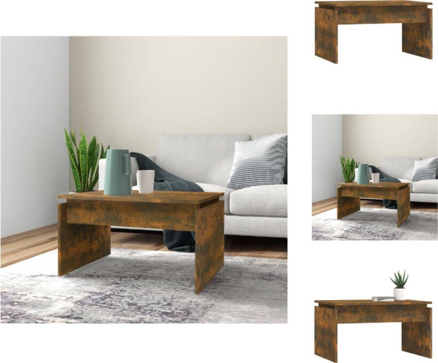 VidaXL Salontafel Salontafels Tafel Bijzettafel Salontafel 68x50x38 cm bewerkt hout gerookt eikenkleurig - Foto 2