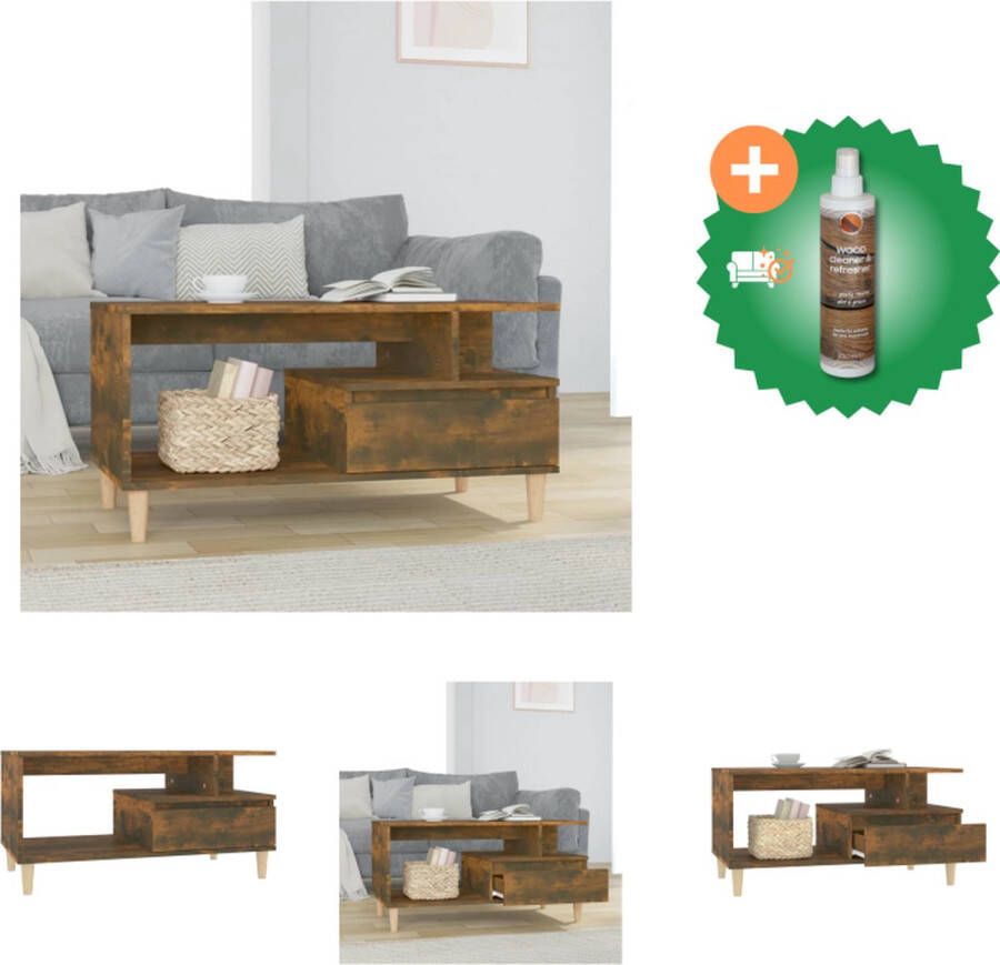 VidaXL Salontafel Gerookt Eiken 90 x 49 x 45 cm Duurzaam Hout Opbergruimte Tafel Inclusief Houtreiniger en verfrisser - Foto 2