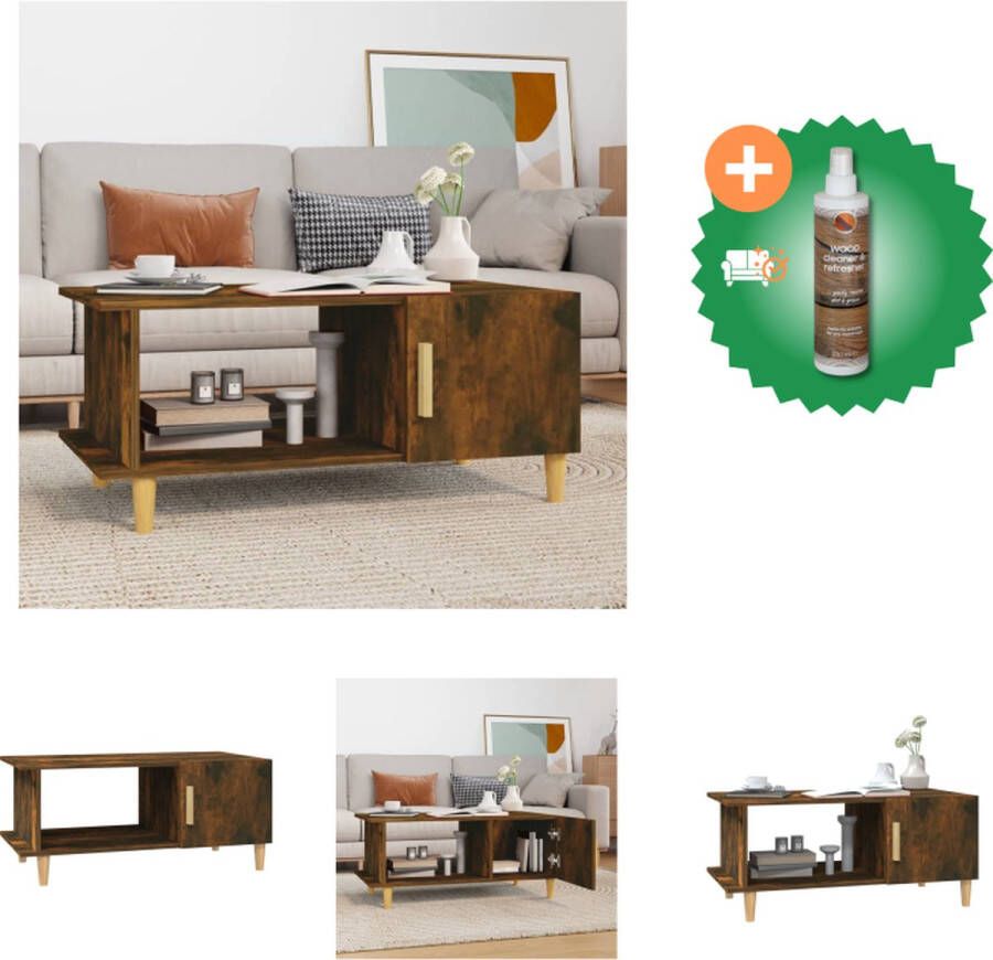VidaXL salontafel Gerookt Eiken 90 x 50 x 40 cm Voldoende opbergruimte Tafel Inclusief Houtreiniger en verfrisser - Foto 3